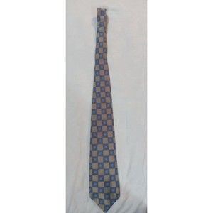 Courage Necktie Gold /Blue Geo Pattern 4 inch wide 57 inch length